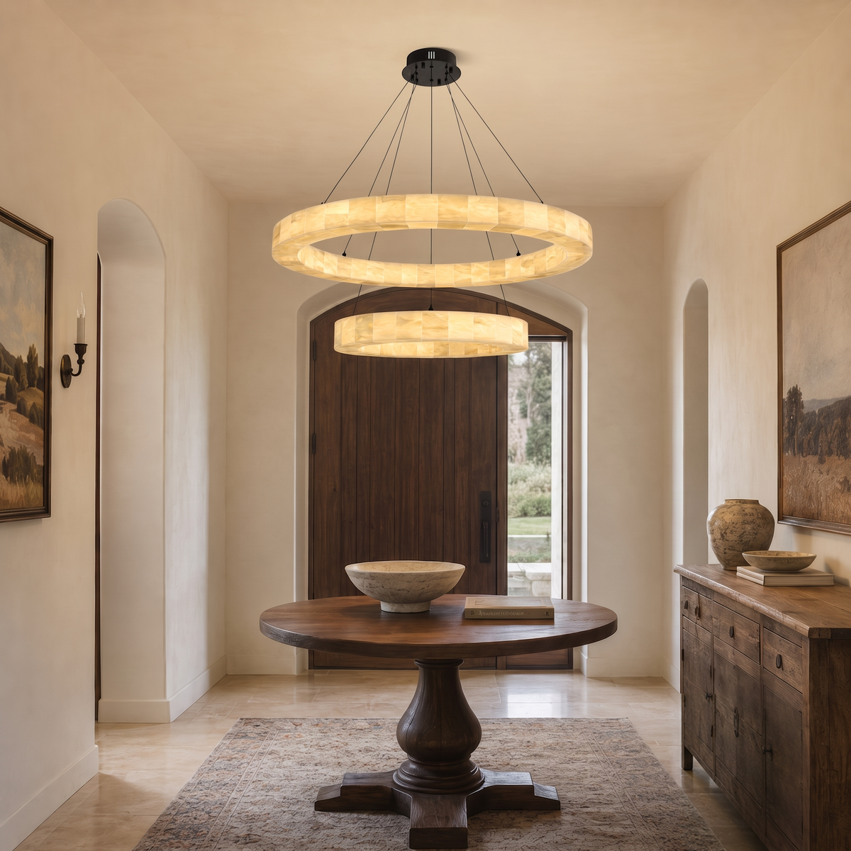 Soluna Alabaster 2 Tiered Custom Round Chandelier