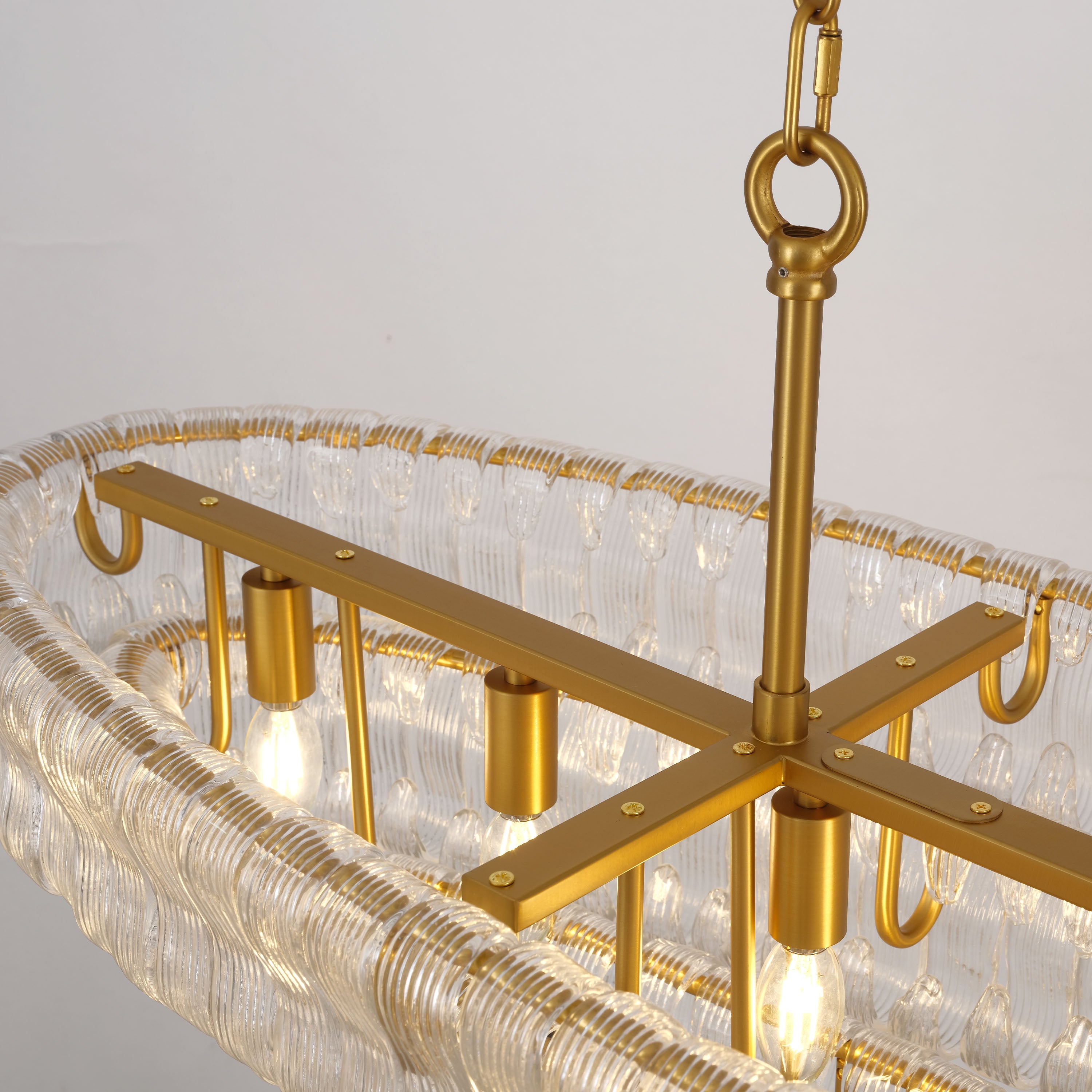 Ondalia Tiered Glass Oval Chandelier 54"W