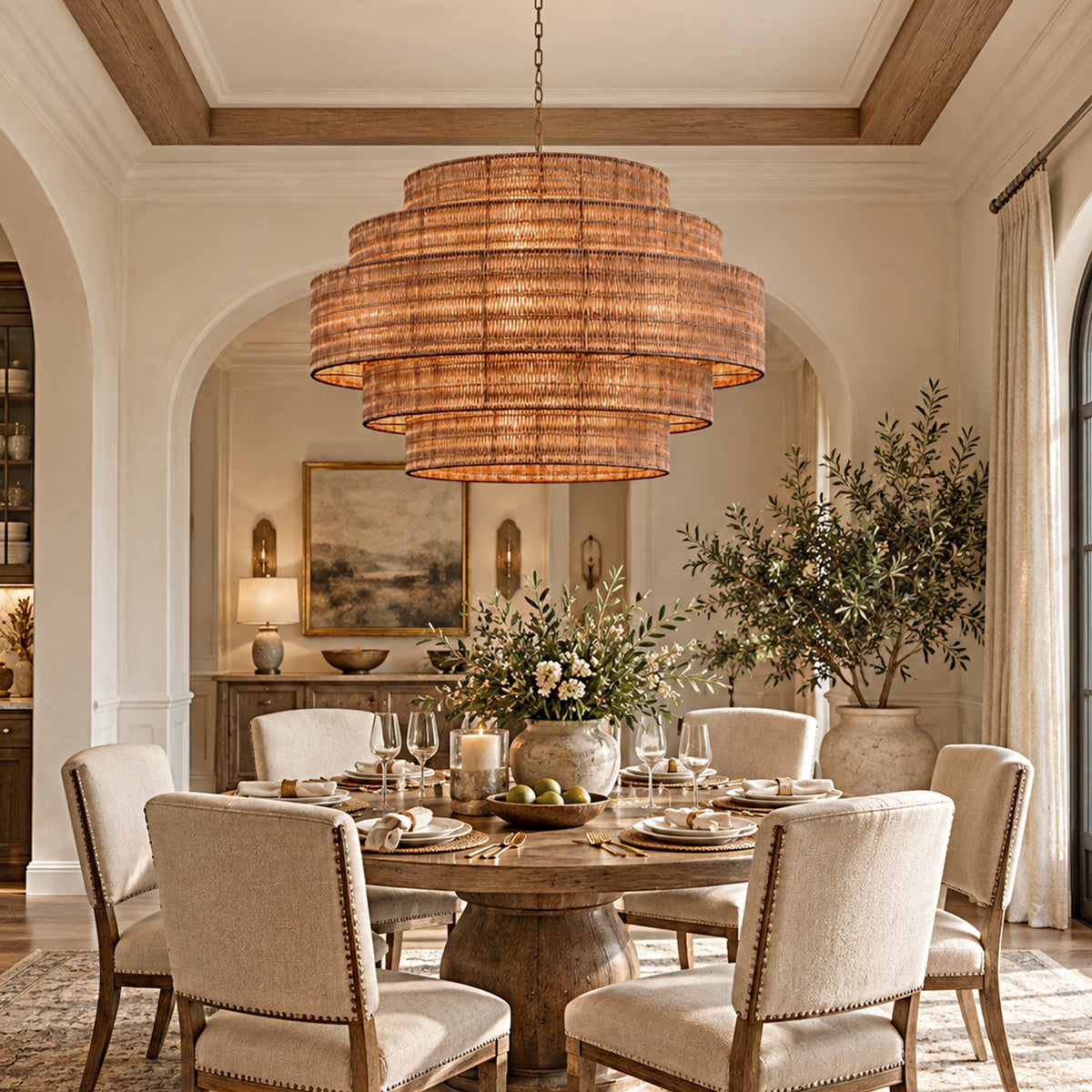 Cavana Rattan Tiered Round Chandelier 48"D