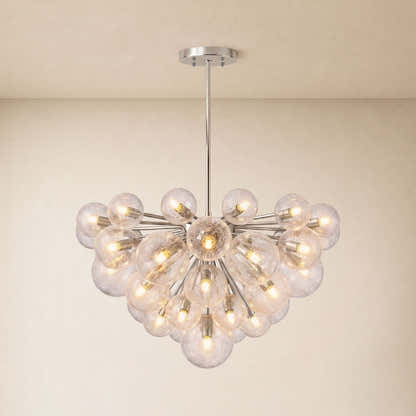 Elowen Crackled Glass Cluster Round Chandelier 24" 35"D