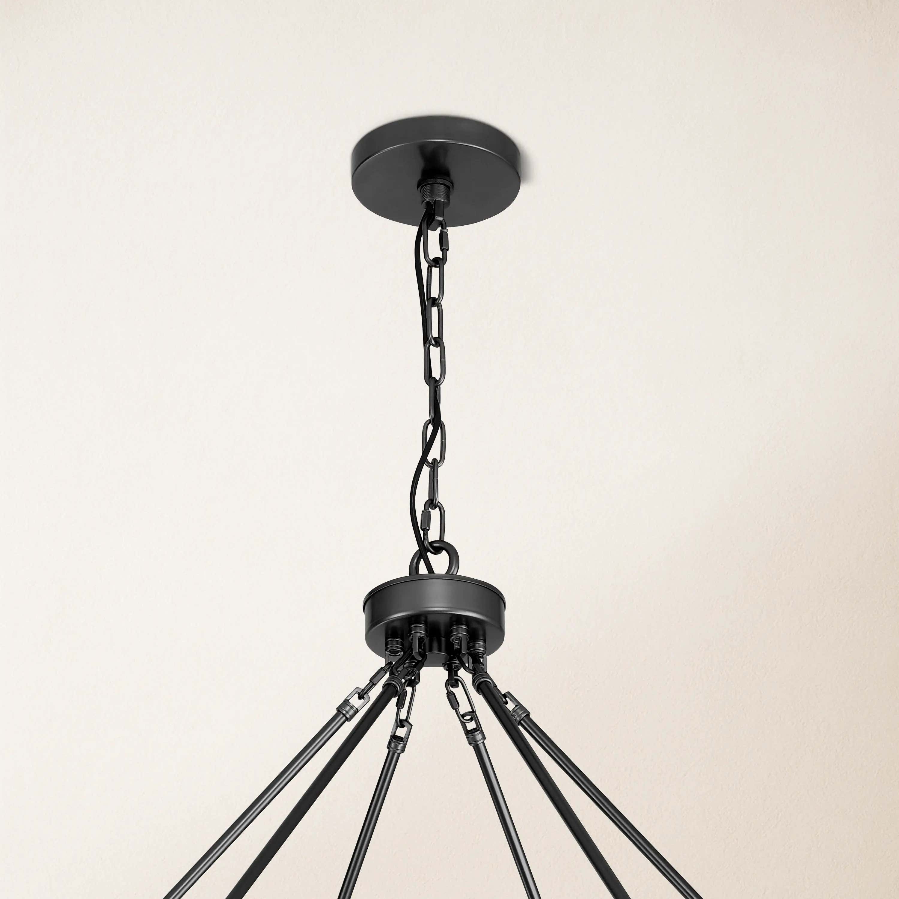 Cylora Glass Tube Round Chain Chandelier 70"D#Finish_Black