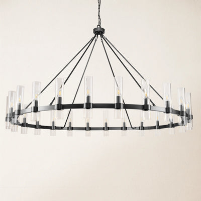 Cylora Glass Tube Round Chain Chandelier 70"D