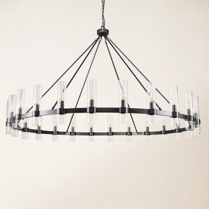 Cylora Glass Tube Round Chain Chandelier 178cm