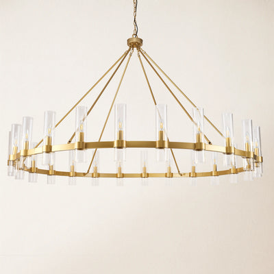 Cylora Glass Tube Round Chain Chandelier 70"D