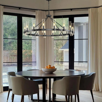 Cylora Glass Tube Round Chain Chandelier 152cm
