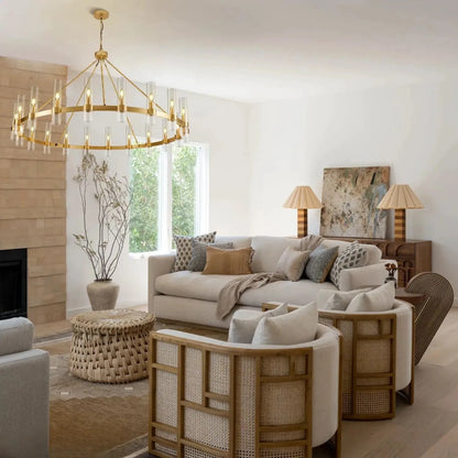Cylora Glass Tube Round Chain Chandelier 152cm