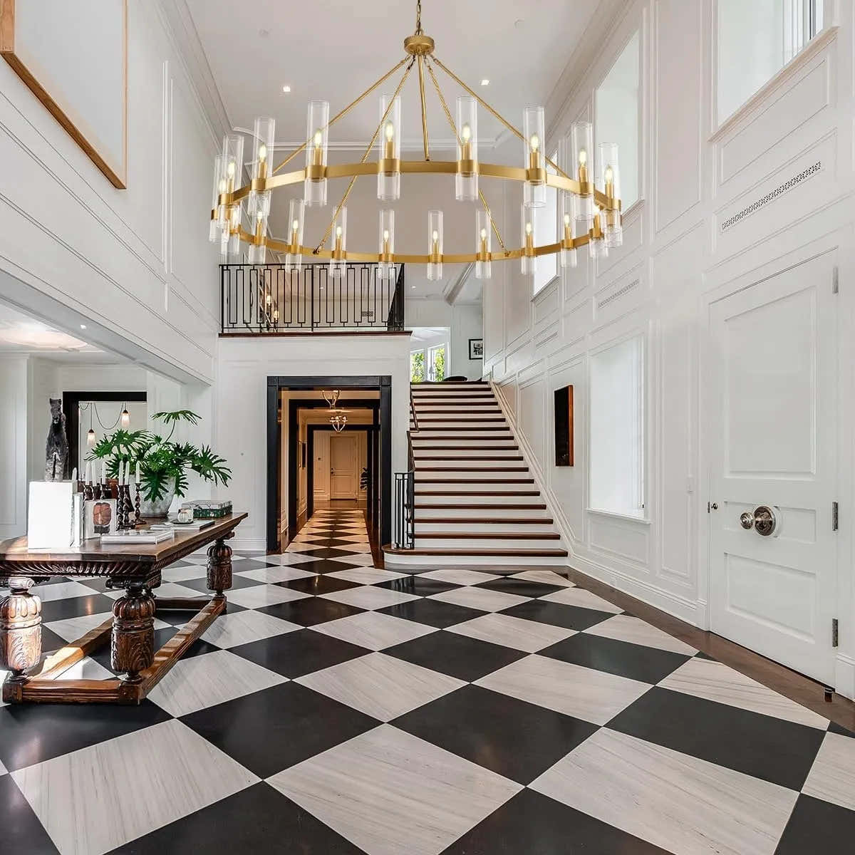 Cylora Glass Tube Round Chain Chandelier 60"D