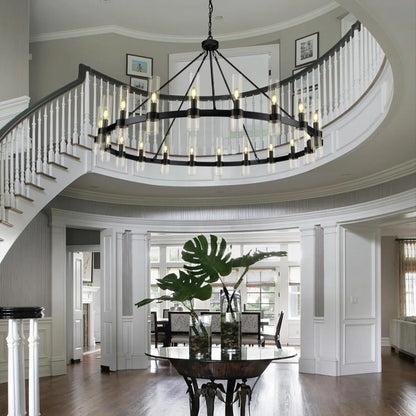 Cylora Glass Tube Round Chain Chandelier 152cm