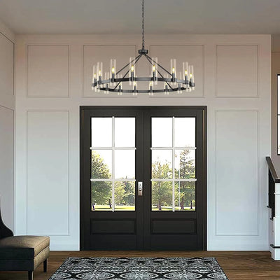 Cylora Glass Tube Round Chain Chandelier 60"D