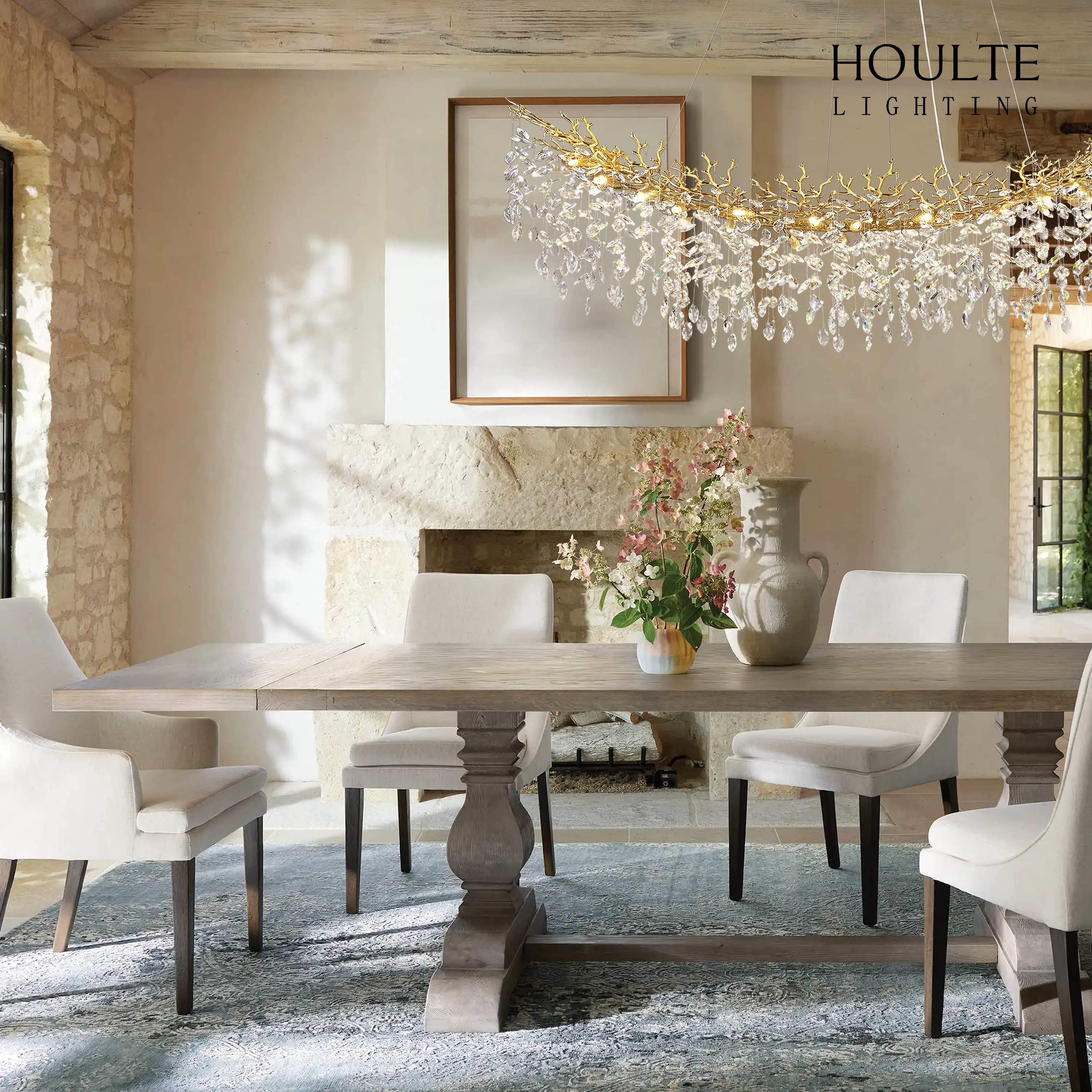 Frostleaf Crystal Cascade Tree Branch Linear Chandelier 183cm