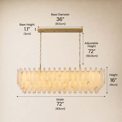 Caldera Alabaster Rectangular Custom Chandelier 54"W 72"W