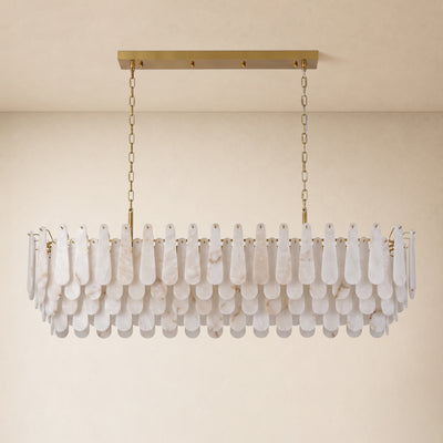 Caldera Alabaster Rectangular Custom Chandelier 54"W 72"W