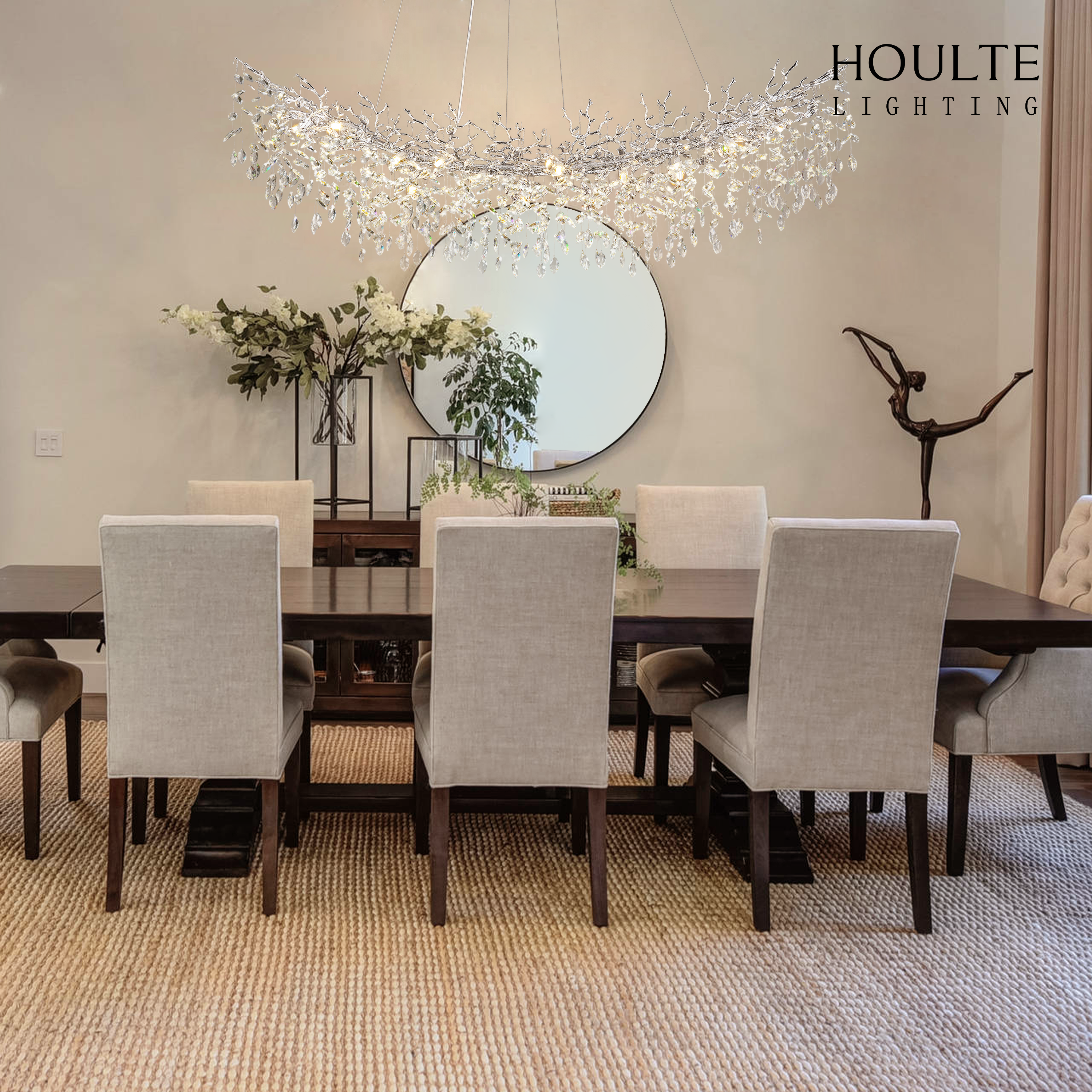 Frostleaf Crystal Cascade Tree Branch Linear Chandelier 183cm