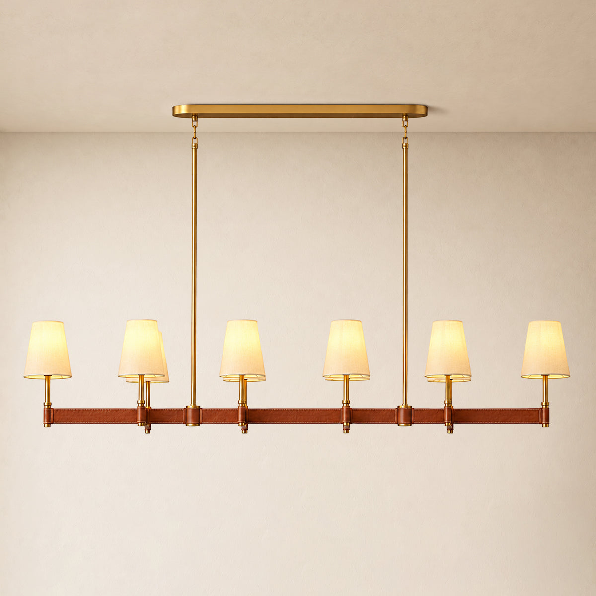 Corvella Leather Custom Linear Chandelier 62" 72"W