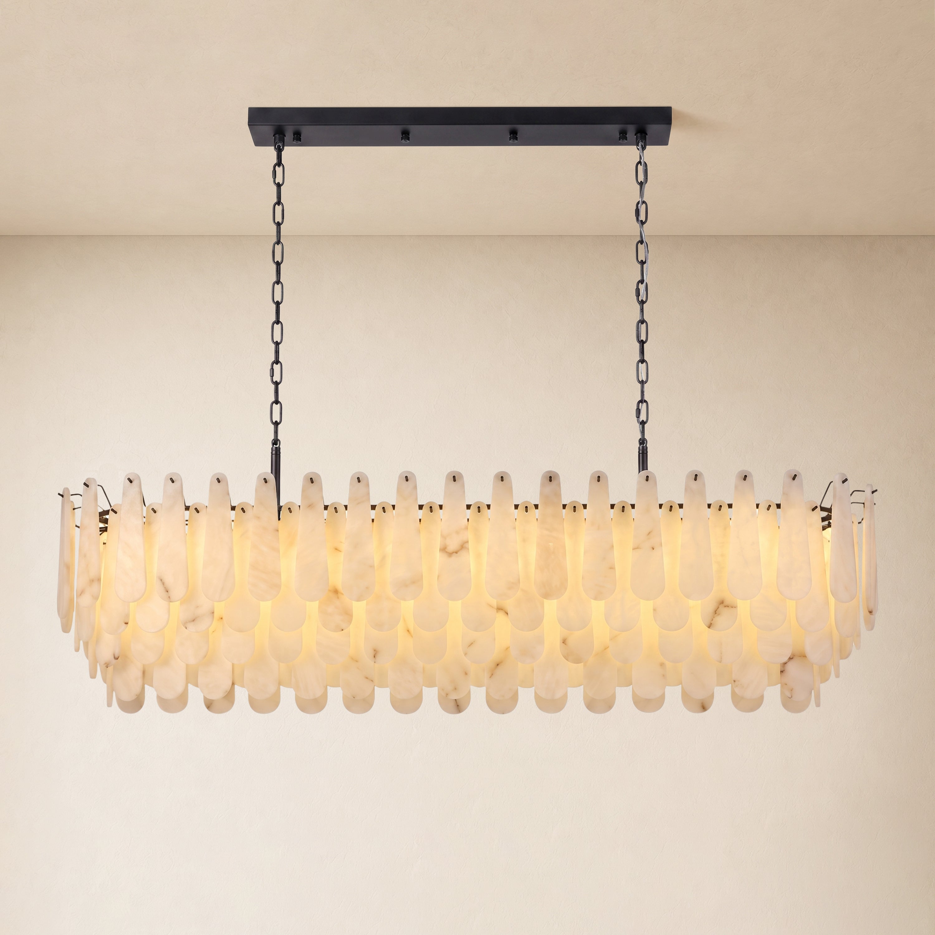 Caldera Alabaster Rectangular Custom Chandelier 54"W 72"W