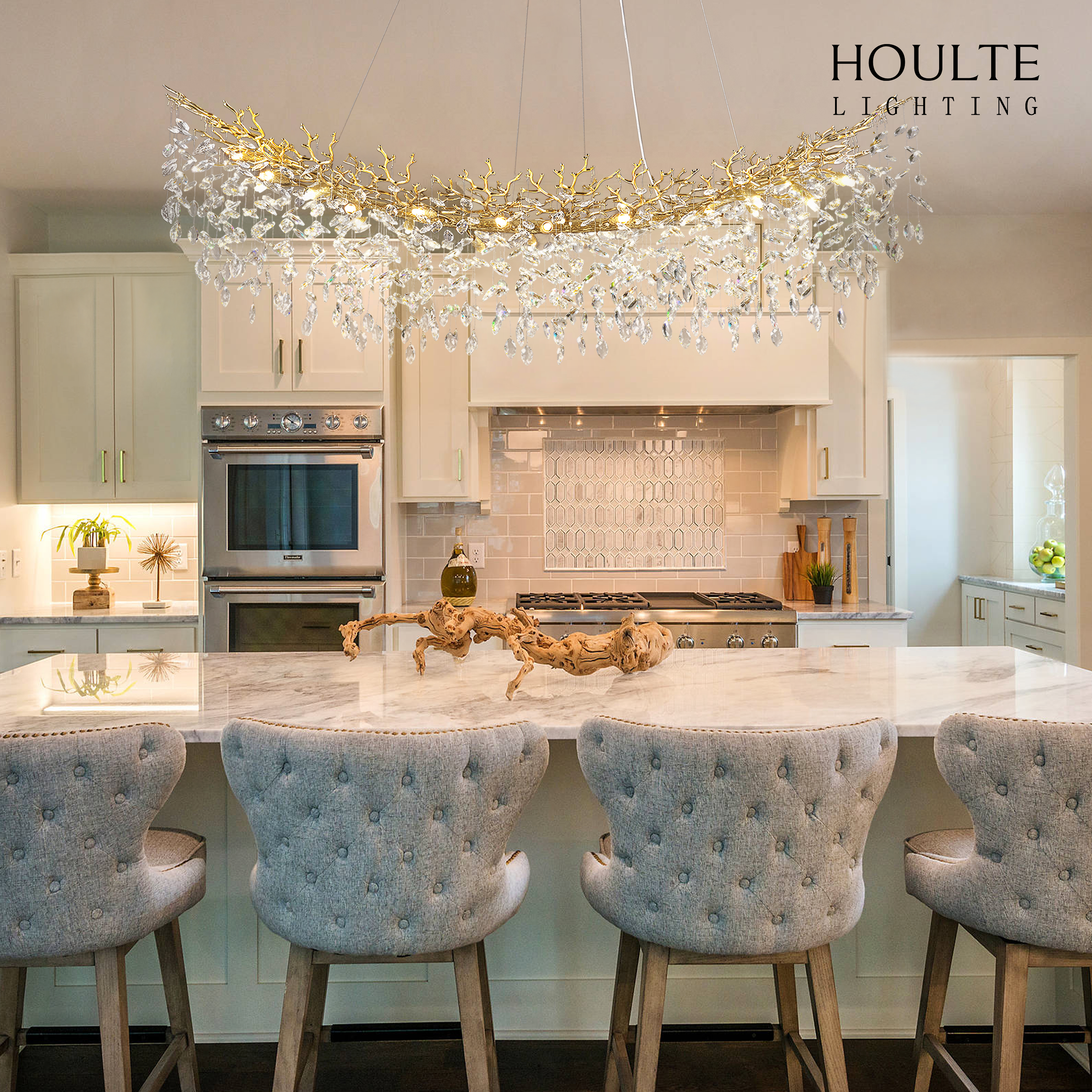 Frostleaf Crystal Cascade Tree Branch Linear Chandelier 183cm