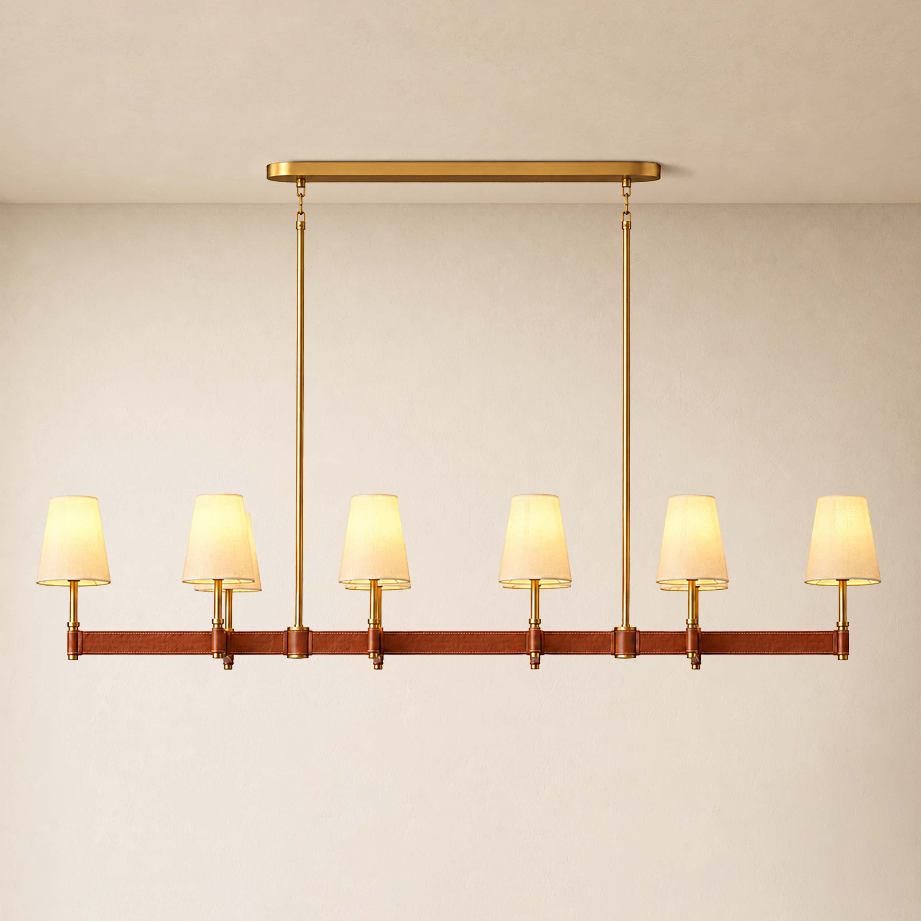 Corvella Leather Custom Linear Chandelier 62" 72"W