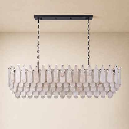 Caldera Alabaster Rectangular Custom Chandelier 54"W 72"W