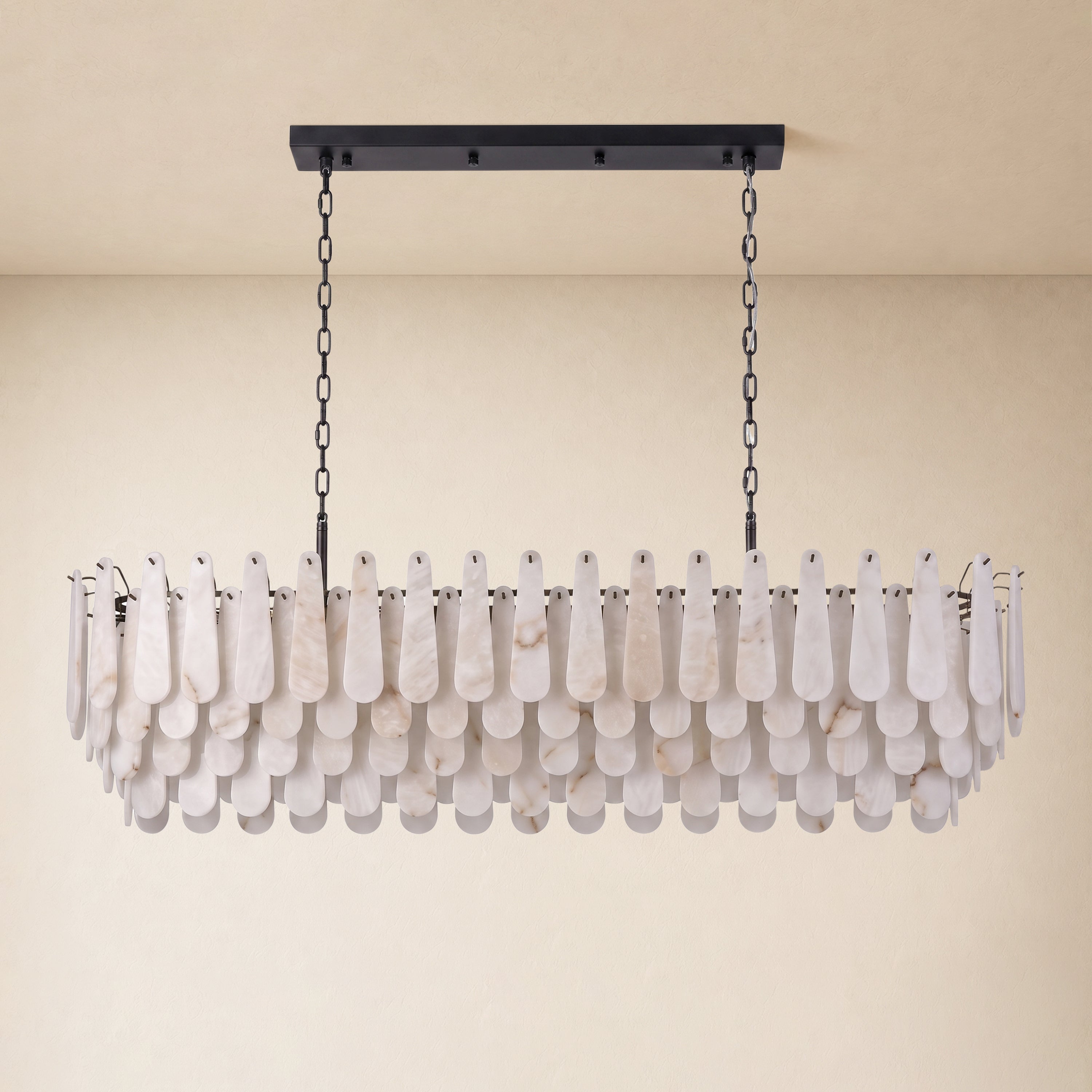 Caldera Alabaster Rectangular Custom Chandelier 54"W 72"W