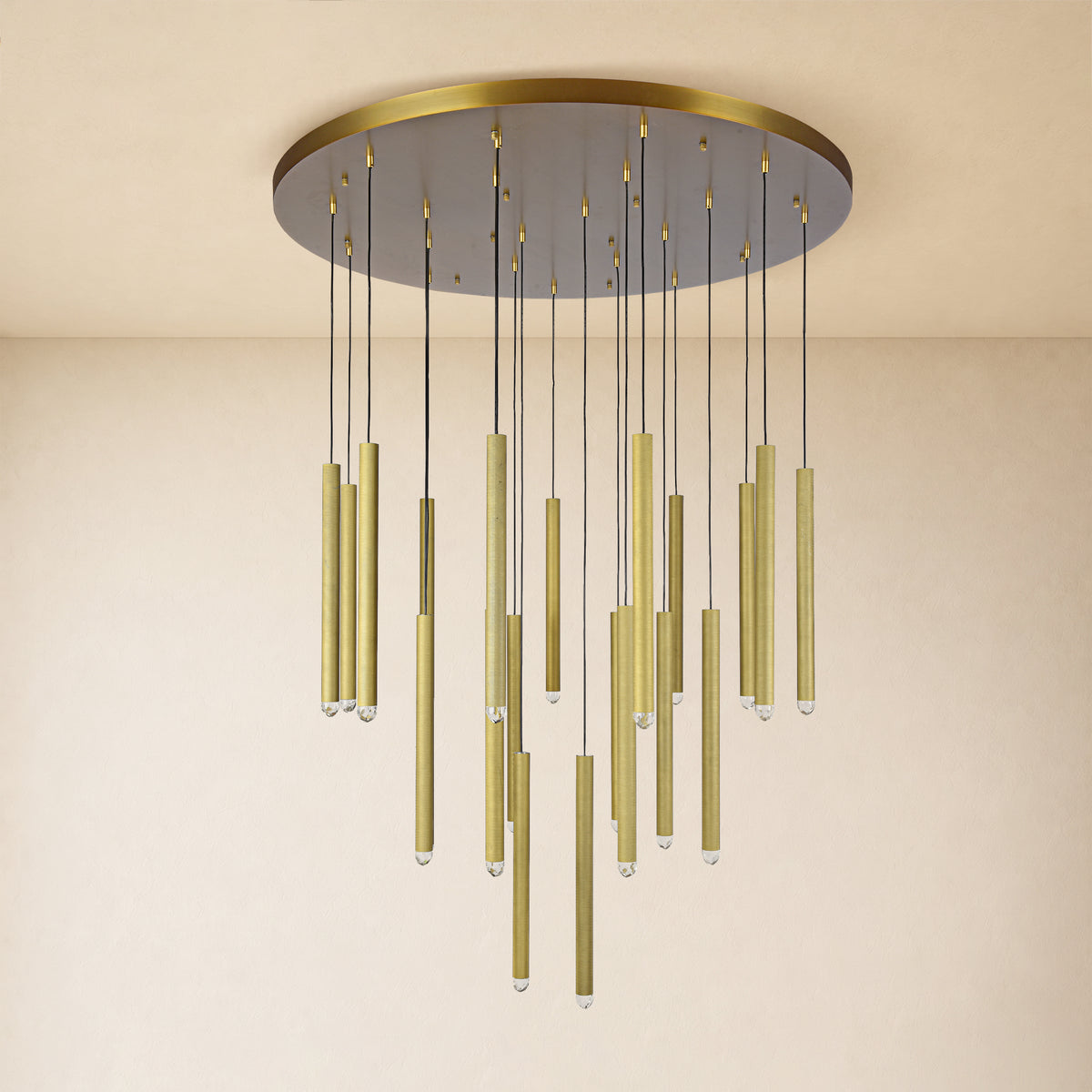 Lyrion Crystal Cylinder Round Chandelier 48"D 