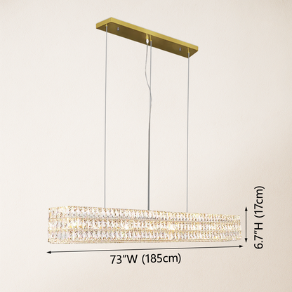 Mia Rectangular 3-Tier Crystal Chandelier 185 cm W