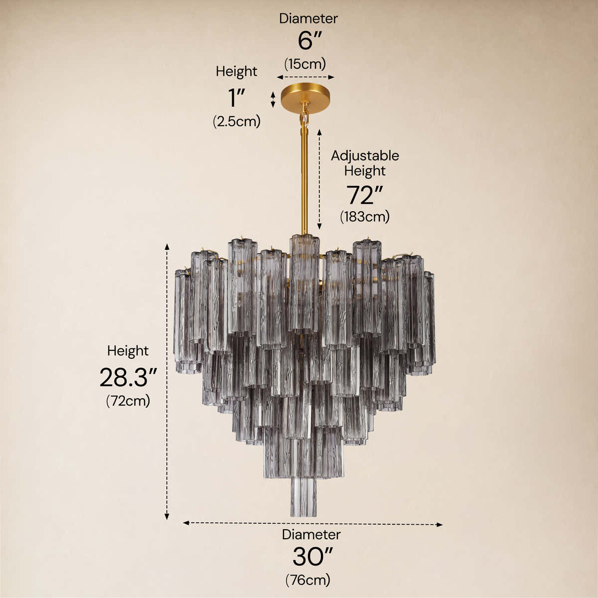 Dawel Glass Tiered Round Chandelier 30"D dimensions 3
