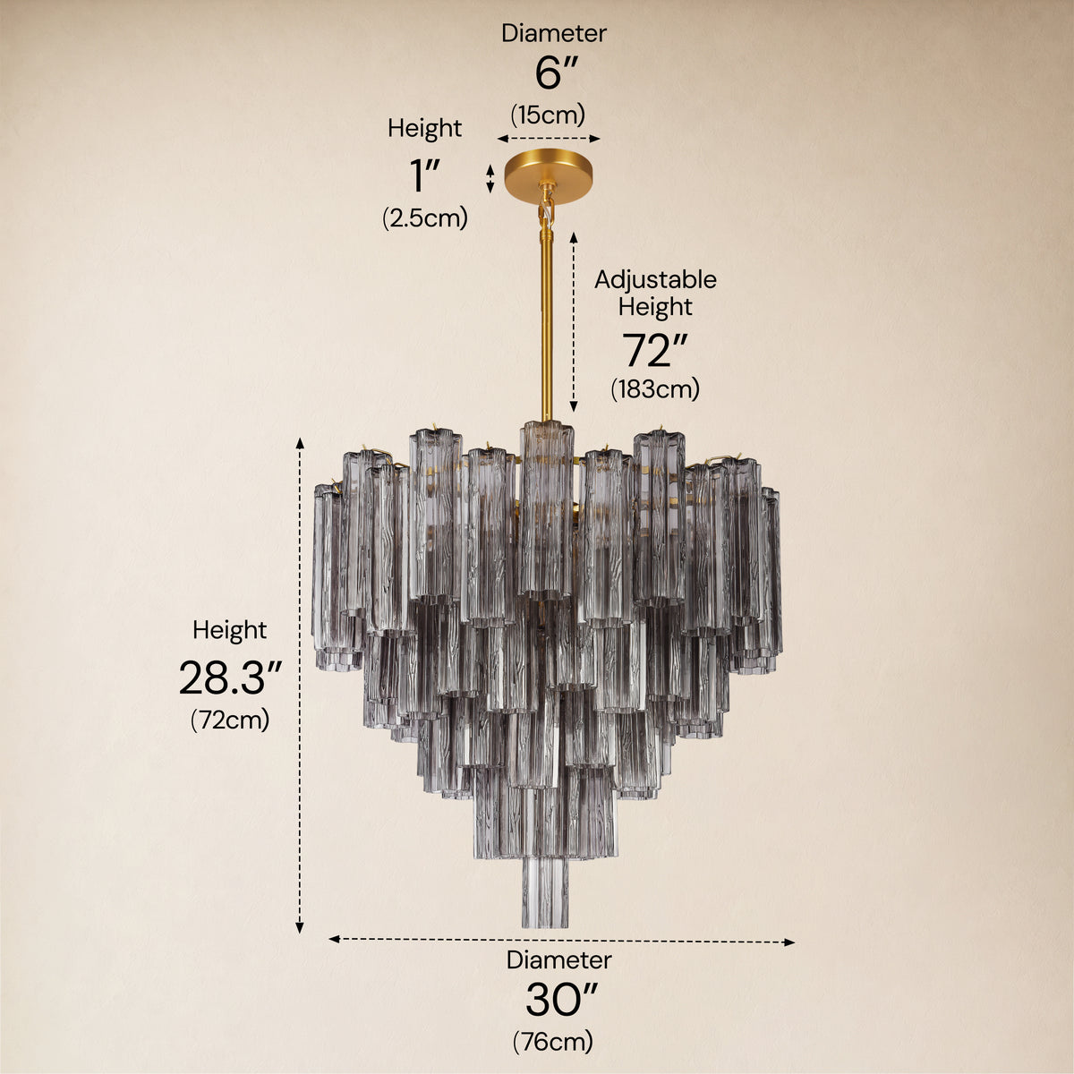Dawel Glass Tiered Round Chandelier 30"D