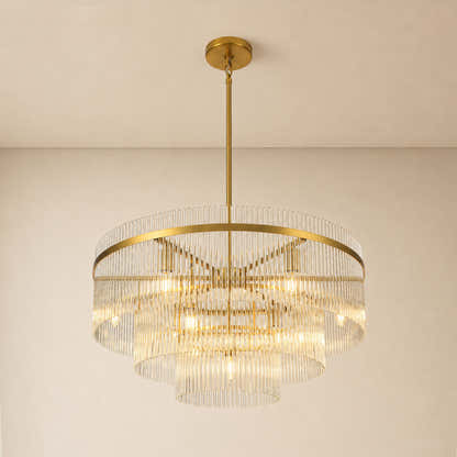 Elyndra Glass Rod Tiered Round Chandelier 30" 40" 50"D