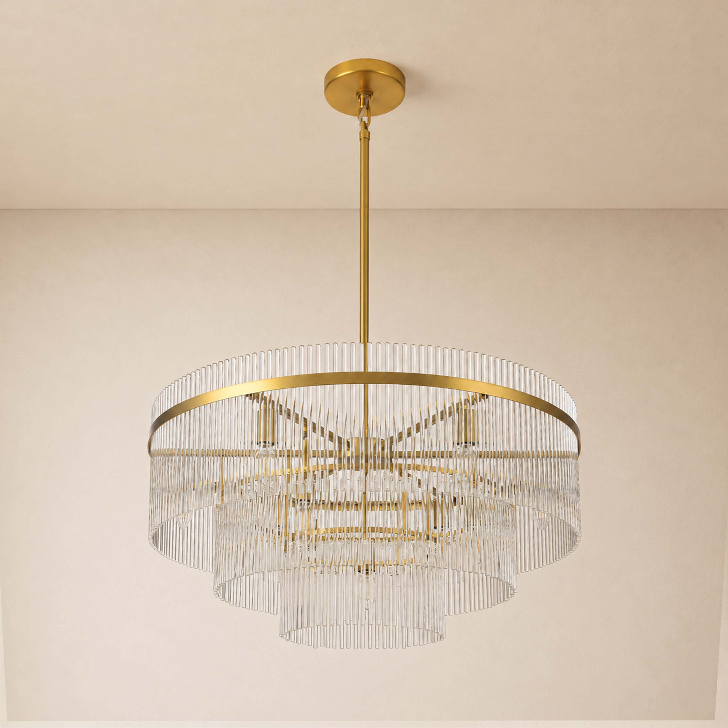 Elyndra Glass Rod Tiered Round Chandelier 30" 40" 50"D