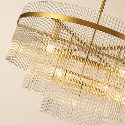 Elyndra Glass Rod Tiered Round Chandelier 30" 40" 50"D