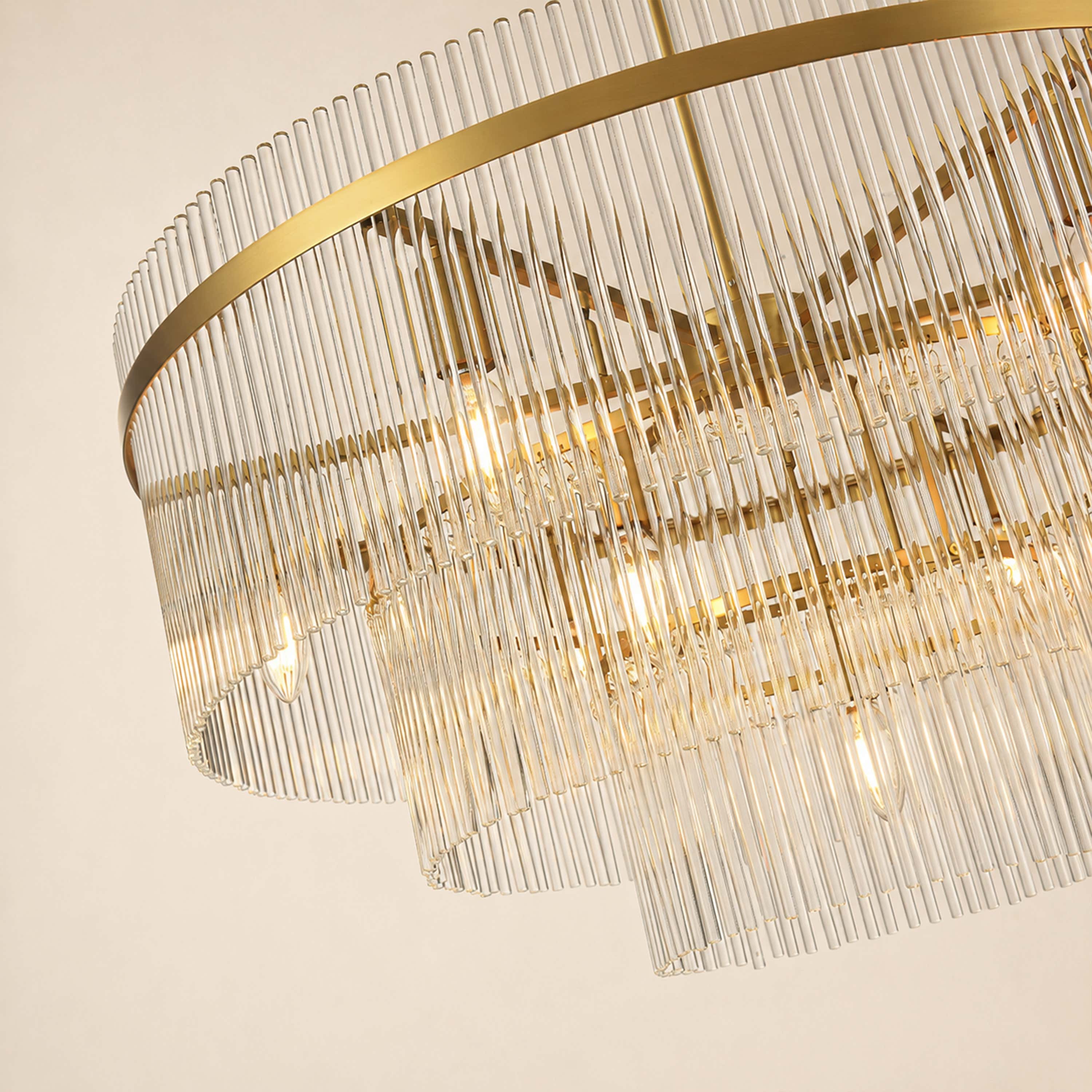Elyndra Glass Rod Tiered Round Chandelier 30" 40" 50"D