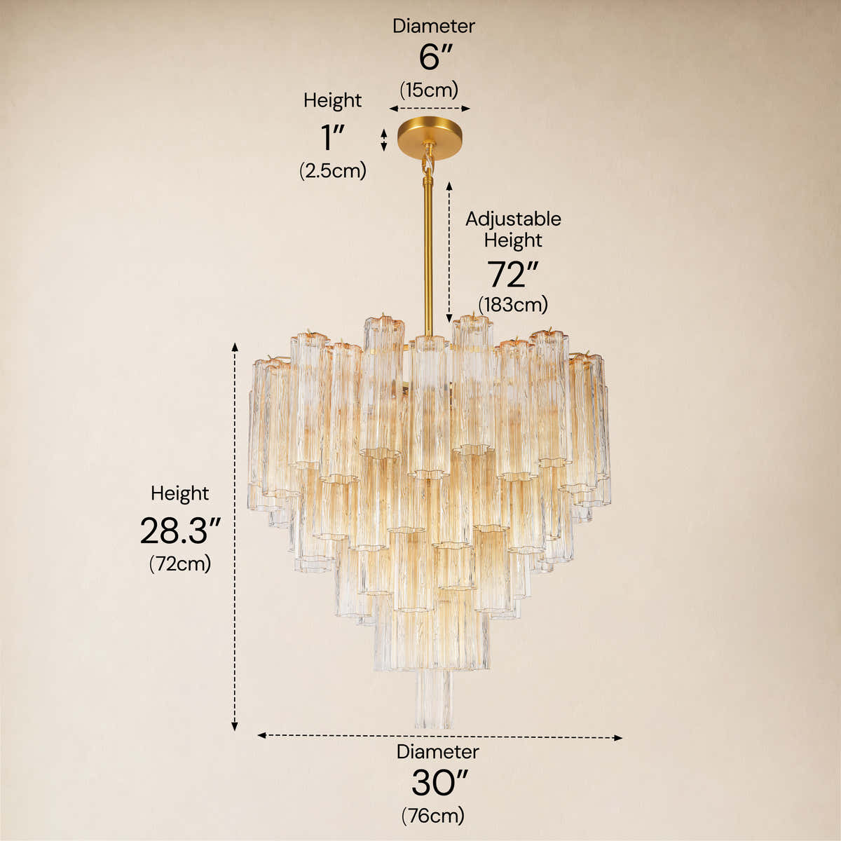 Dawel Glass Tiered Round Chandelier 30"D dimensions 1