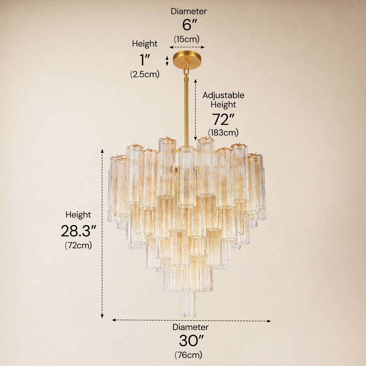 Dawel Glass Tiered Round Chandelier 30"D