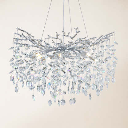 Frostleaf Crystal Cascade Branch Round Chandelier 76cm