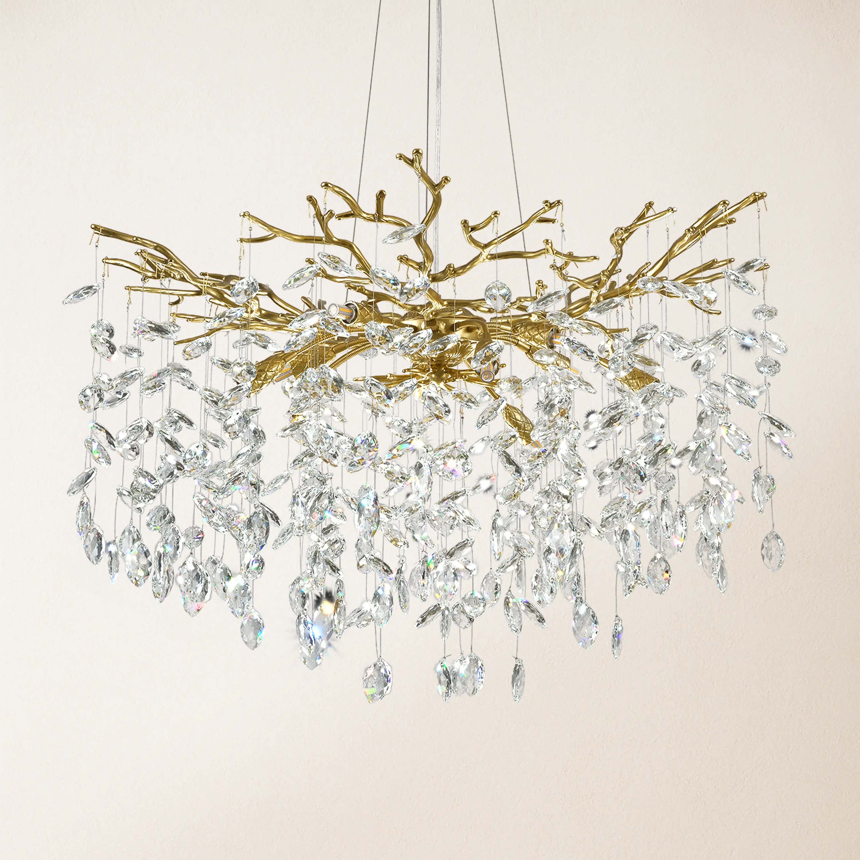 Frostleaf Crystal Cascade Branch Round Chandelier 76cm