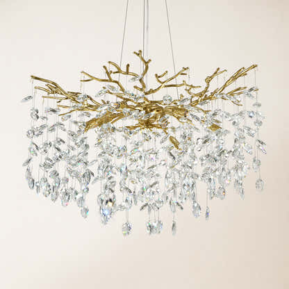 Frostleaf Crystal Cascade Branch Round Chandelier 76cm