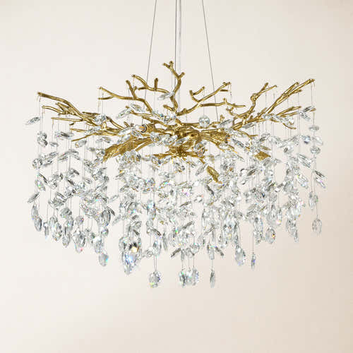 Frostleaf Crystal Cascade Branch Round Chandelier 76cm