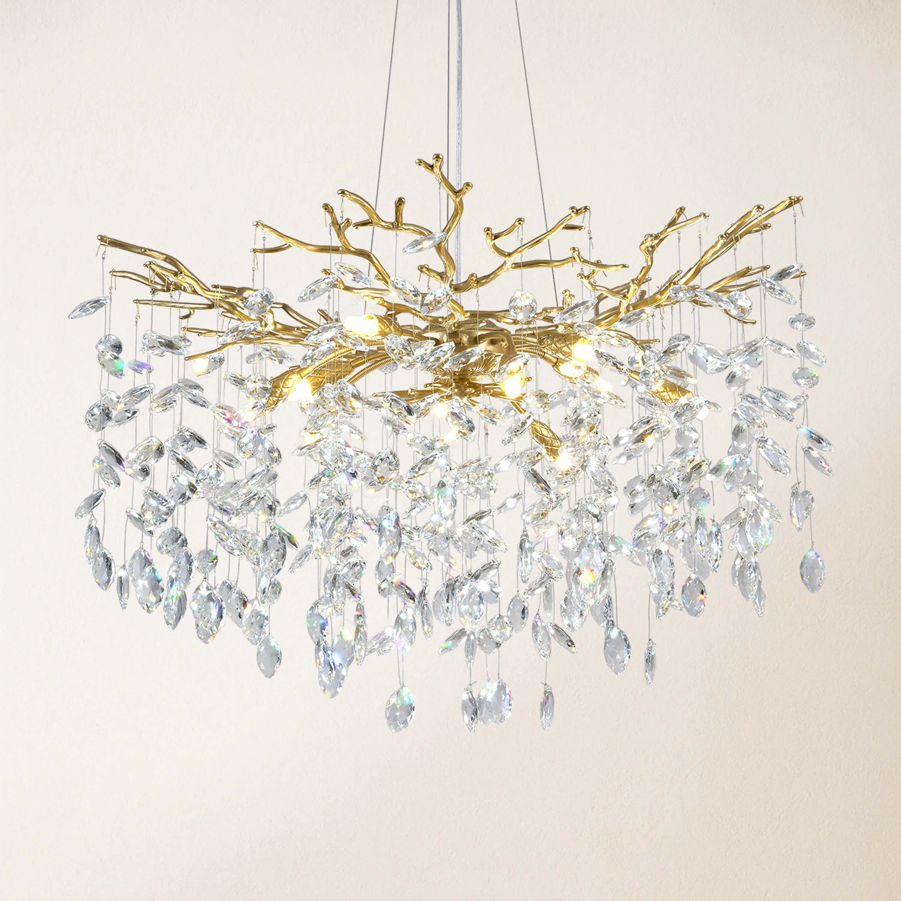 Frostleaf Crystal Cascade Branch Round Chandelier 76cm