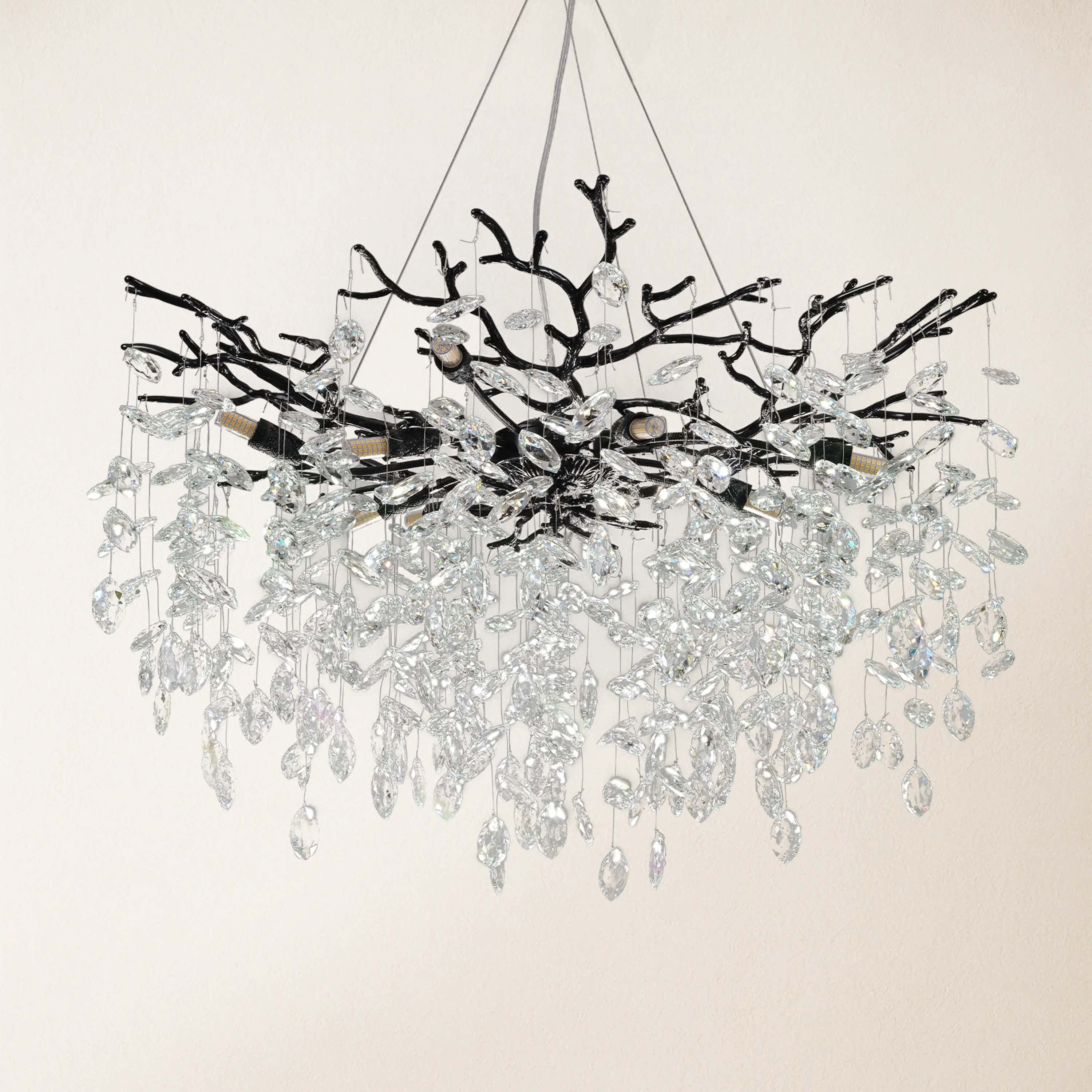 Frostleaf Crystal Cascade Branch Round Chandelier 76cm