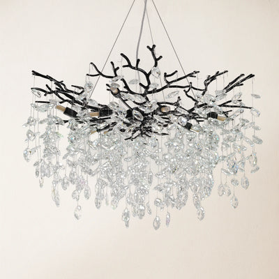 Frostleaf Crystal Cascade Branch Round Chandelier 76cm