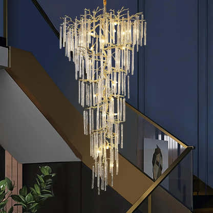 Ice Strip Modern Crystal Tree Branch Staircase Chandelier 240cm