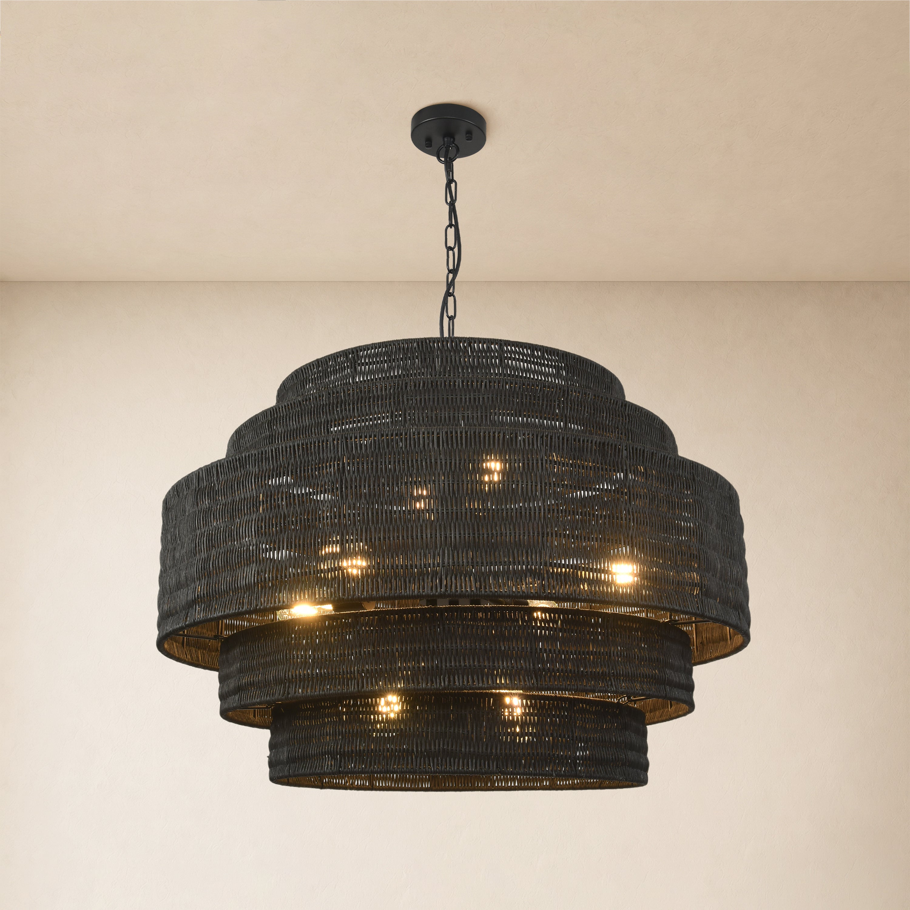 Cavana Rattan Round Chandelier 32