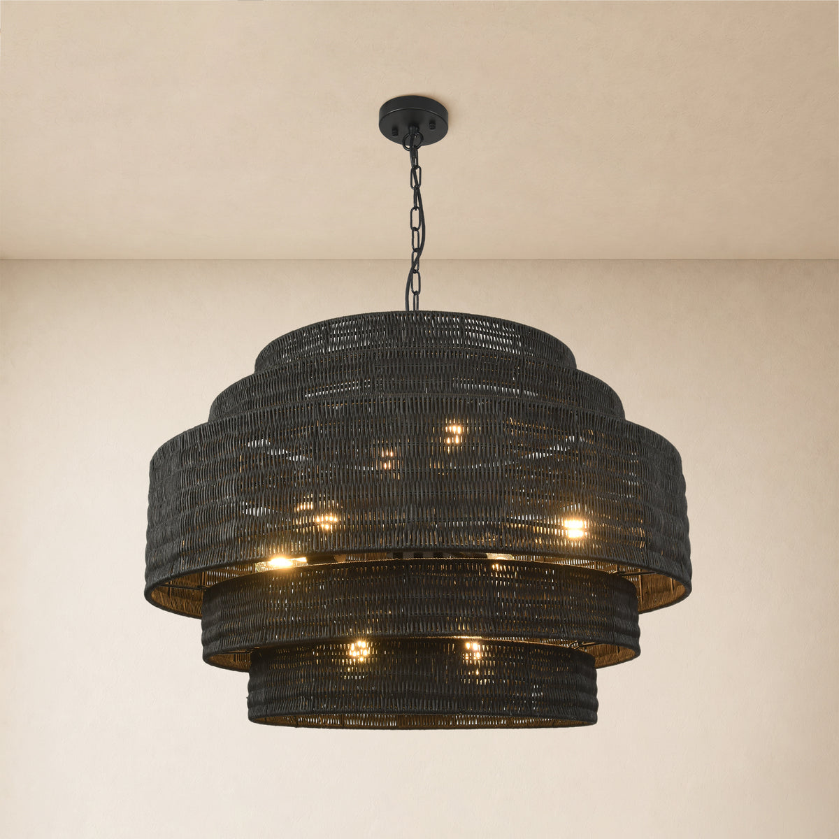 Cavana Rattan Round Chandelier 32"D