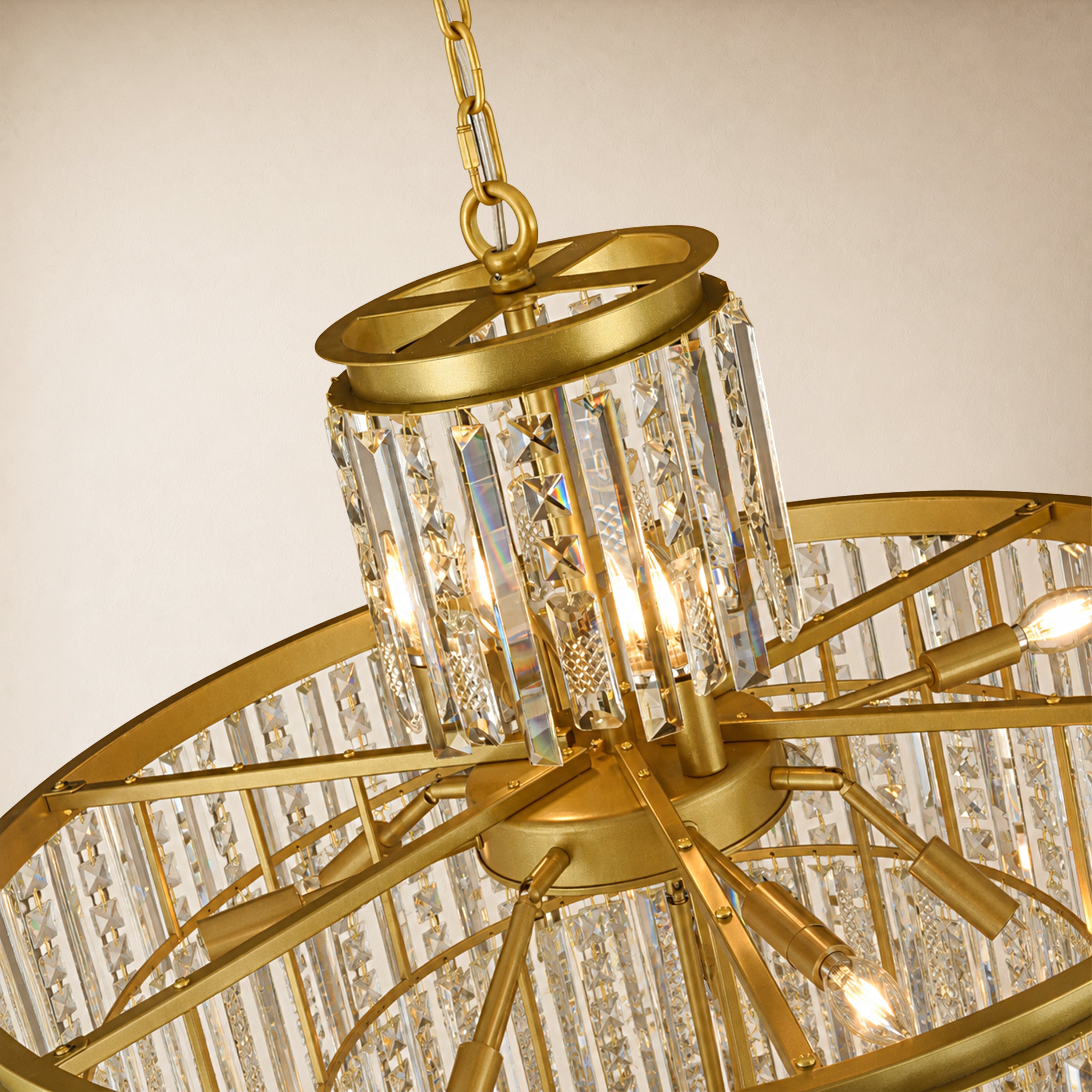 Lucentra Crystal Tiered Round Pendant 32"D