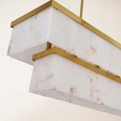 Solmare Alabaster Rectangular Chandelier 55"W