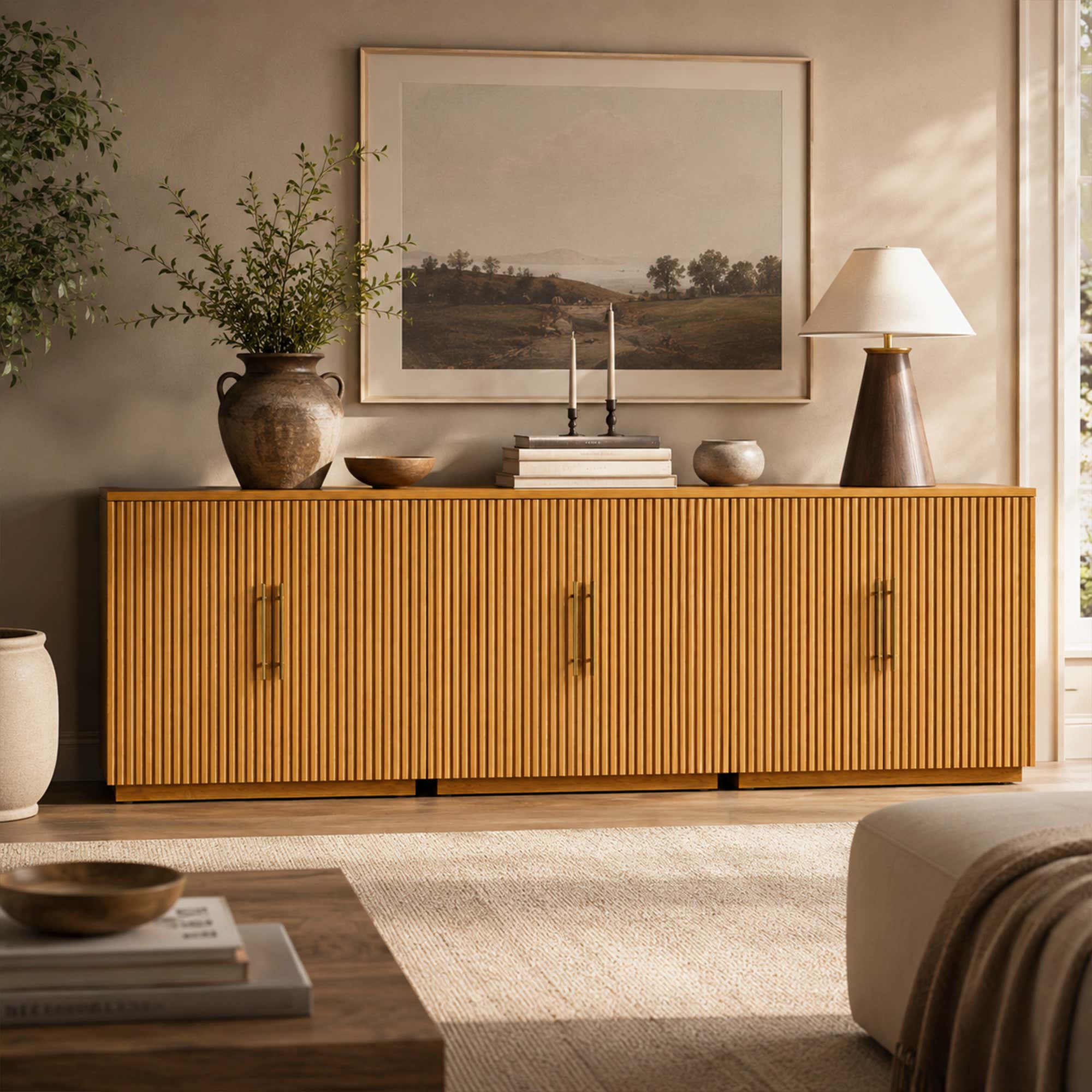 Holt 95″ Solid Oak Console(Set of 3)