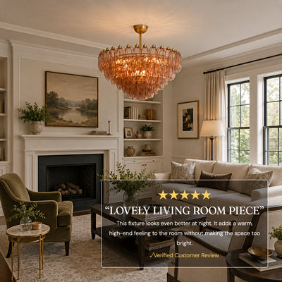 Celestial Drop Round Glass Chandelier 35.4"D