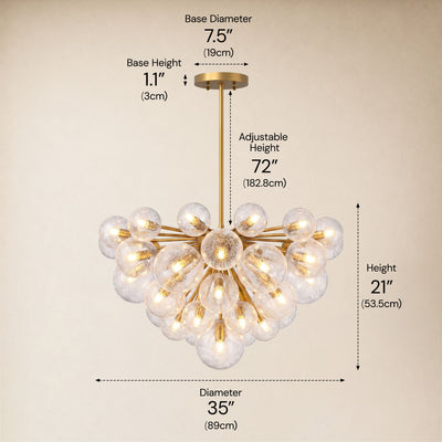 Elowen Crackled Glass Cluster Round Chandelier 24" 35"D