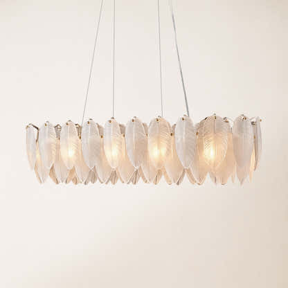 Avelis Glass Feather Linear Chandelier 80cm W