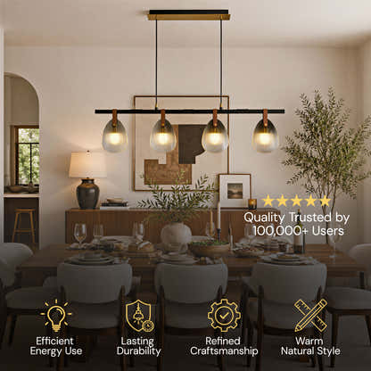 Veyra Shell Glass Leather Linear Chandelier 37"D